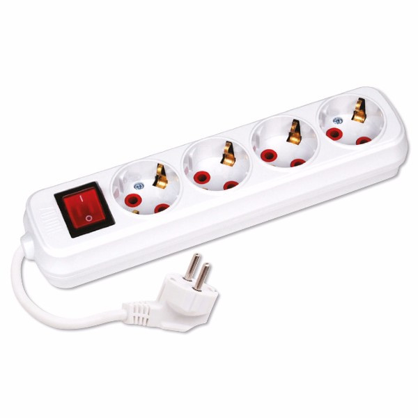 Подовжувач 4 гнізда 5 М із заземленням і кнопкою