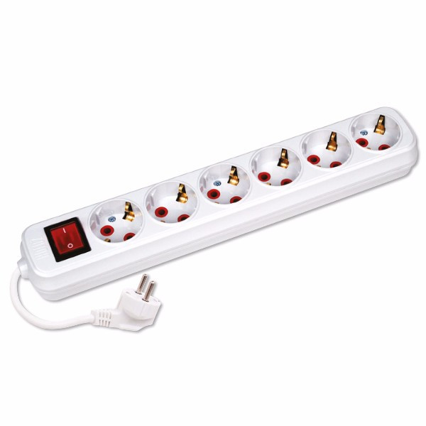 Подовжувач 6 гнізда 5 М із заземленням і кнопкою