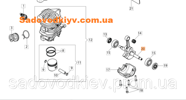 Колінвал для бензопили Oleo-Mac GS 45 (50170324R)
