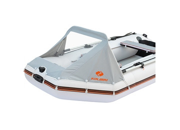 Носовий тент для надувного човна Колібрі, ходовий тент сірий, тент носової для човнів з прозорим вікном, фото 1