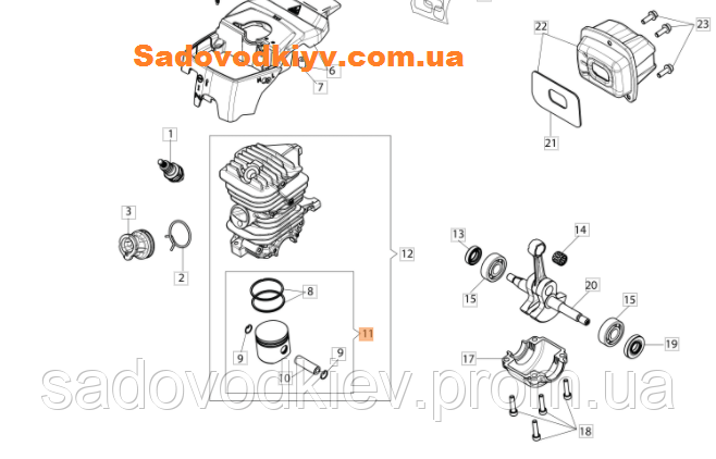 Поршень у зборі для бензопили Oleo-Mac GS 45 (50230260)