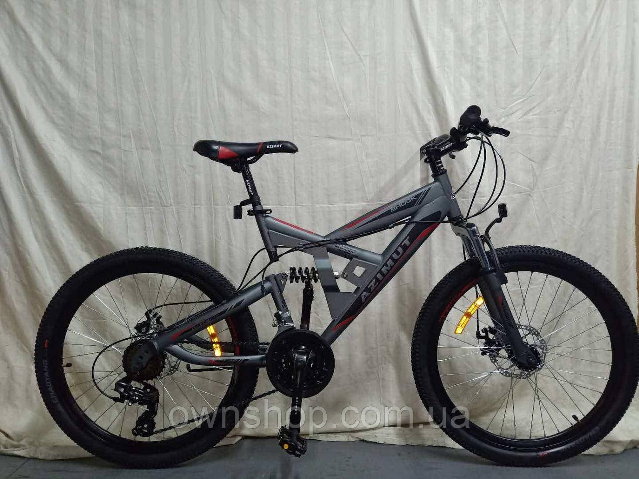 Велосипед гірський двопідвісний Azimut Shock 24" сірий