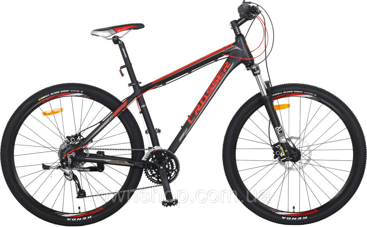 Велосипед CROSSER Pionner*17,5" рама, 29" сіро-червоний алюмінієвий гірський гідравліка