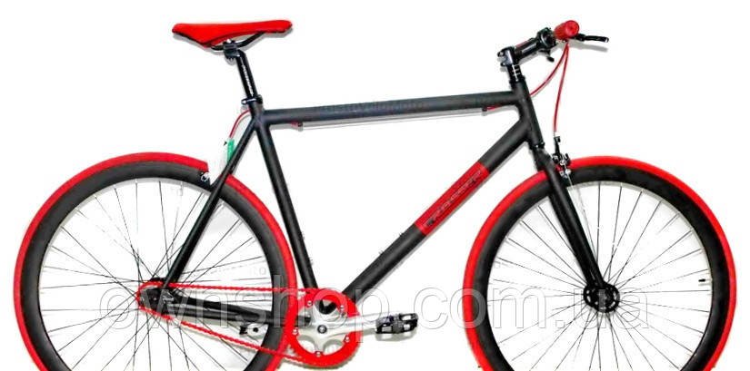Велосипед гірський CROSSER fix gear 28" алюмінієвий чорно-червоний