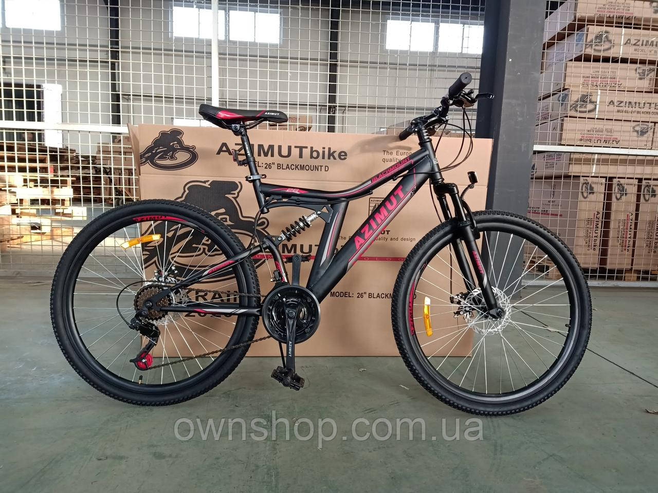 Велосипед двопідвісний гірський Blackmount FRD 26", рама 18", чорний — червоний
