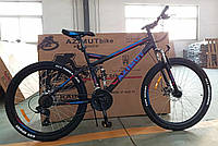 Велосипед гірський двопідвісний AZIMUT Race GFRD 26" рама 18", чорно-синій
