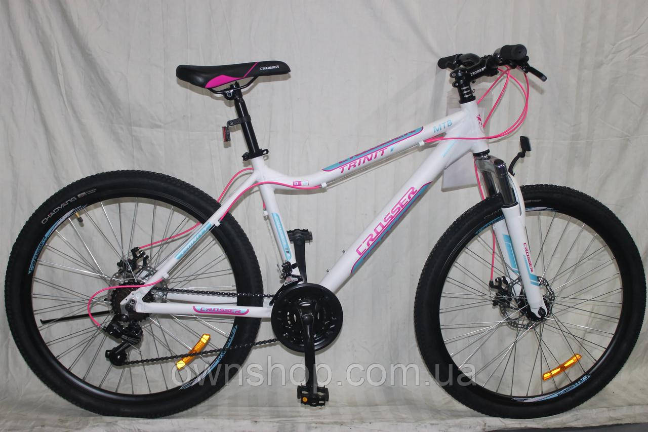 Велосипед Crosser Trinity 24" рама 15", білий гірський алюмінієвий