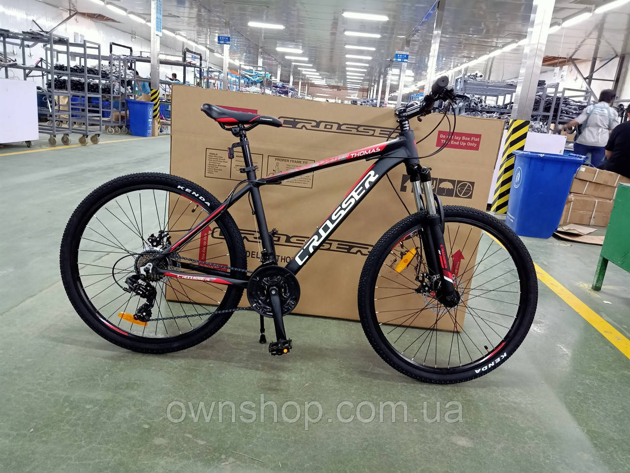 Велосипед гірський алюмінієвий Crosser Thomas рама 17" колеса 26", чорно-червоний