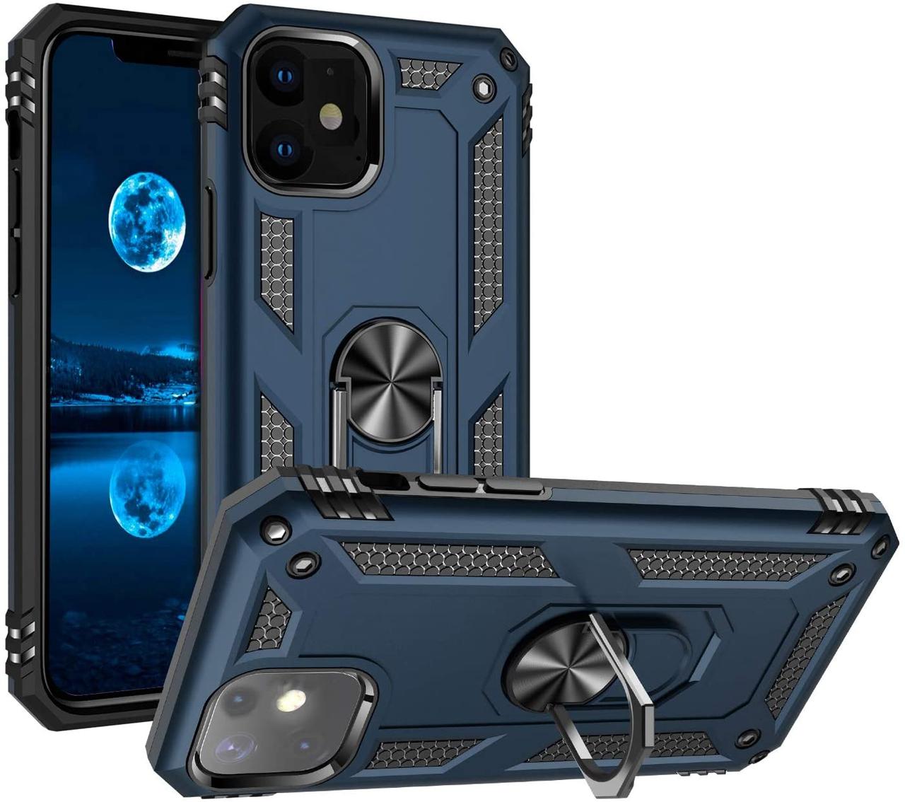 Чехол Shield для Iphone 11 бампер противоударный с кольцом Dark-Blue - фото 1 - id-p1281313937