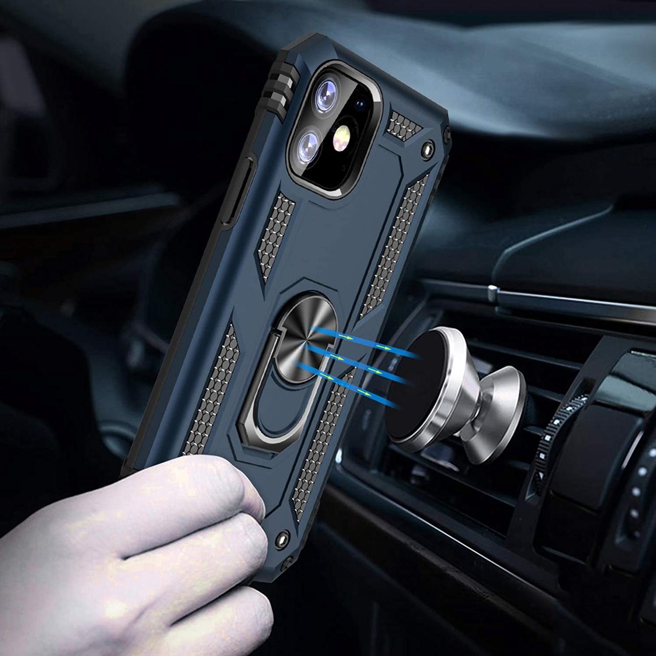 Чехол Shield для Iphone 11 бампер противоударный с кольцом Dark-Blue - фото 3 - id-p1281313937