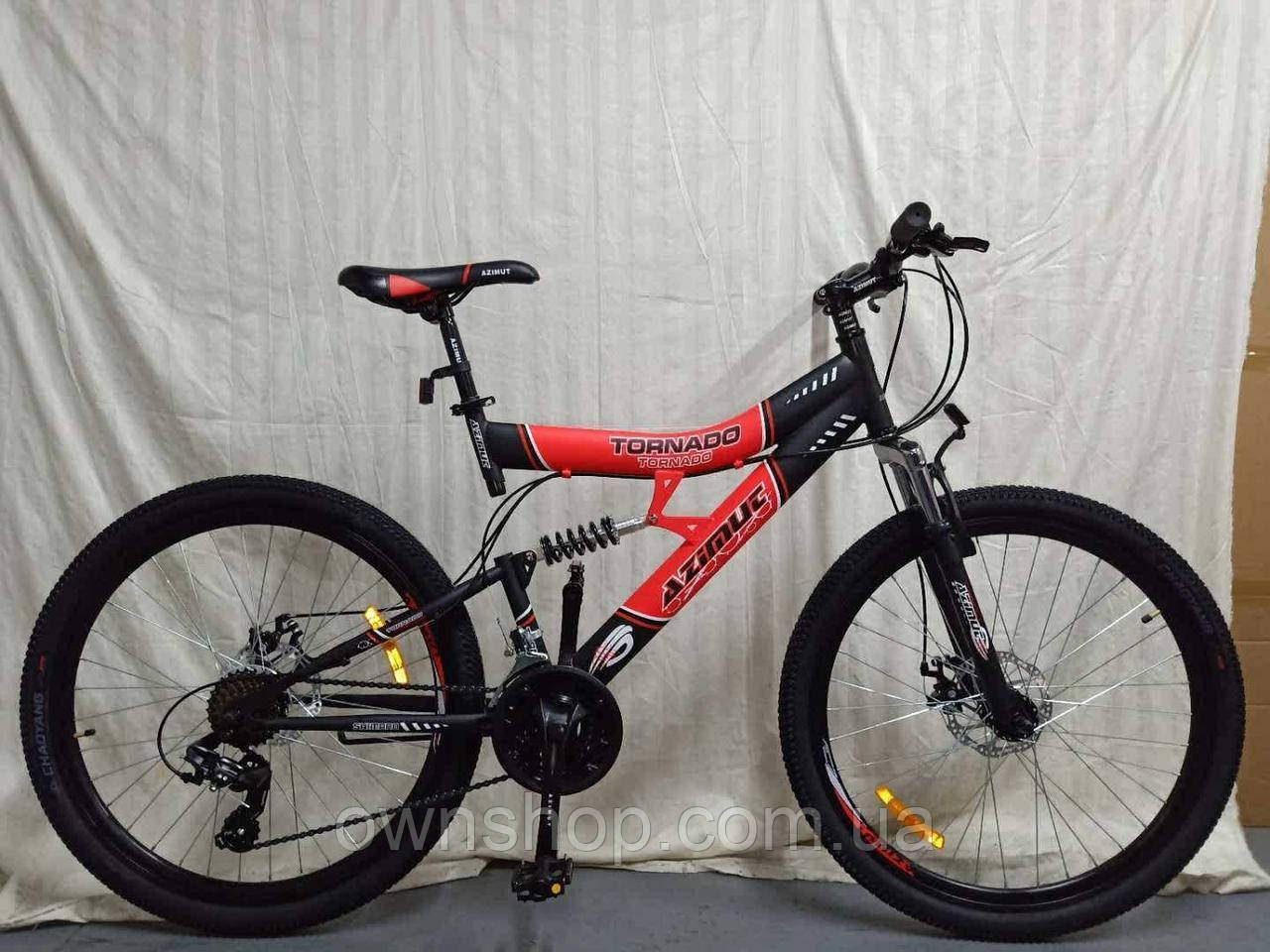 Велосипед гірський двопідвісний Tornado 26" рама 19" чорно-червоний, фото 1