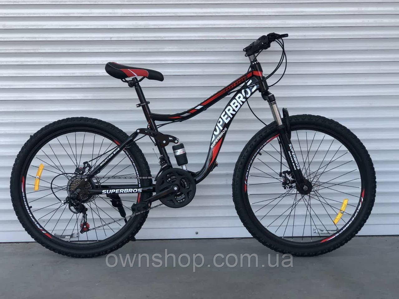 Велосипед спортивний двопідвісний TopRider-920 26" червоний