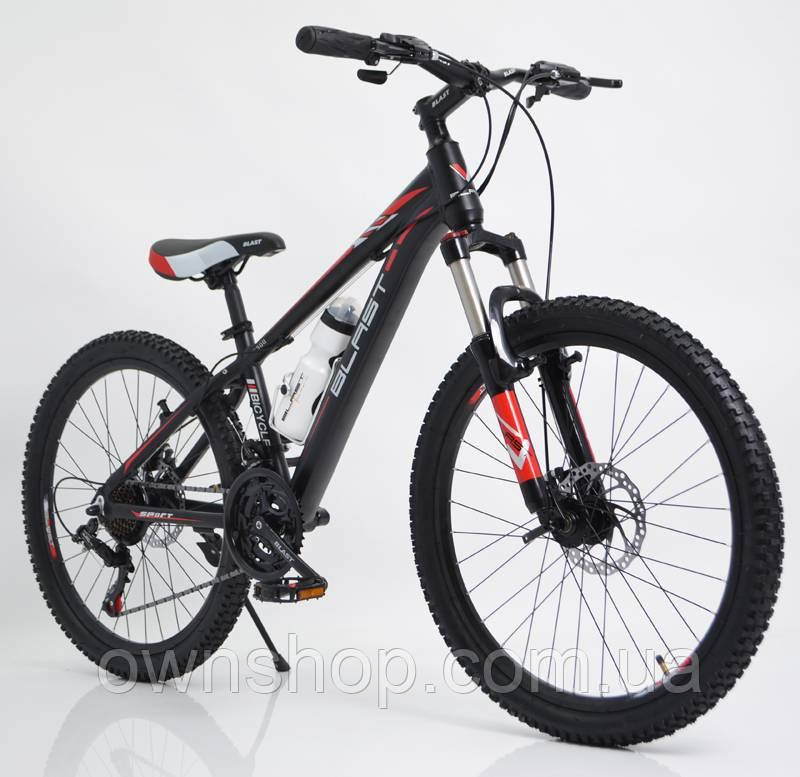 Стильний спортивний велосипед BLAST-S300 24", рама 13", чорно-червоний