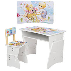 Дитяча дерев'яна парта 905-18, регулювання висоти — 3 положення