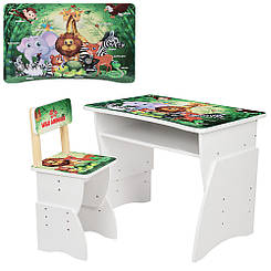 Дитяча дерев'яна парта 905-83, регулювання висоти — 3 положення, тварини