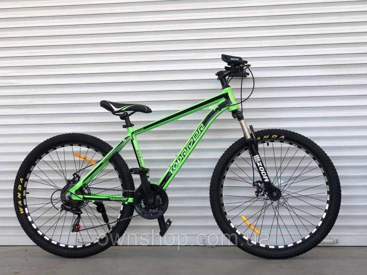 Велосипед алюмінієвий гірський TopRider-680 26" рама 17", зелений, фото 1