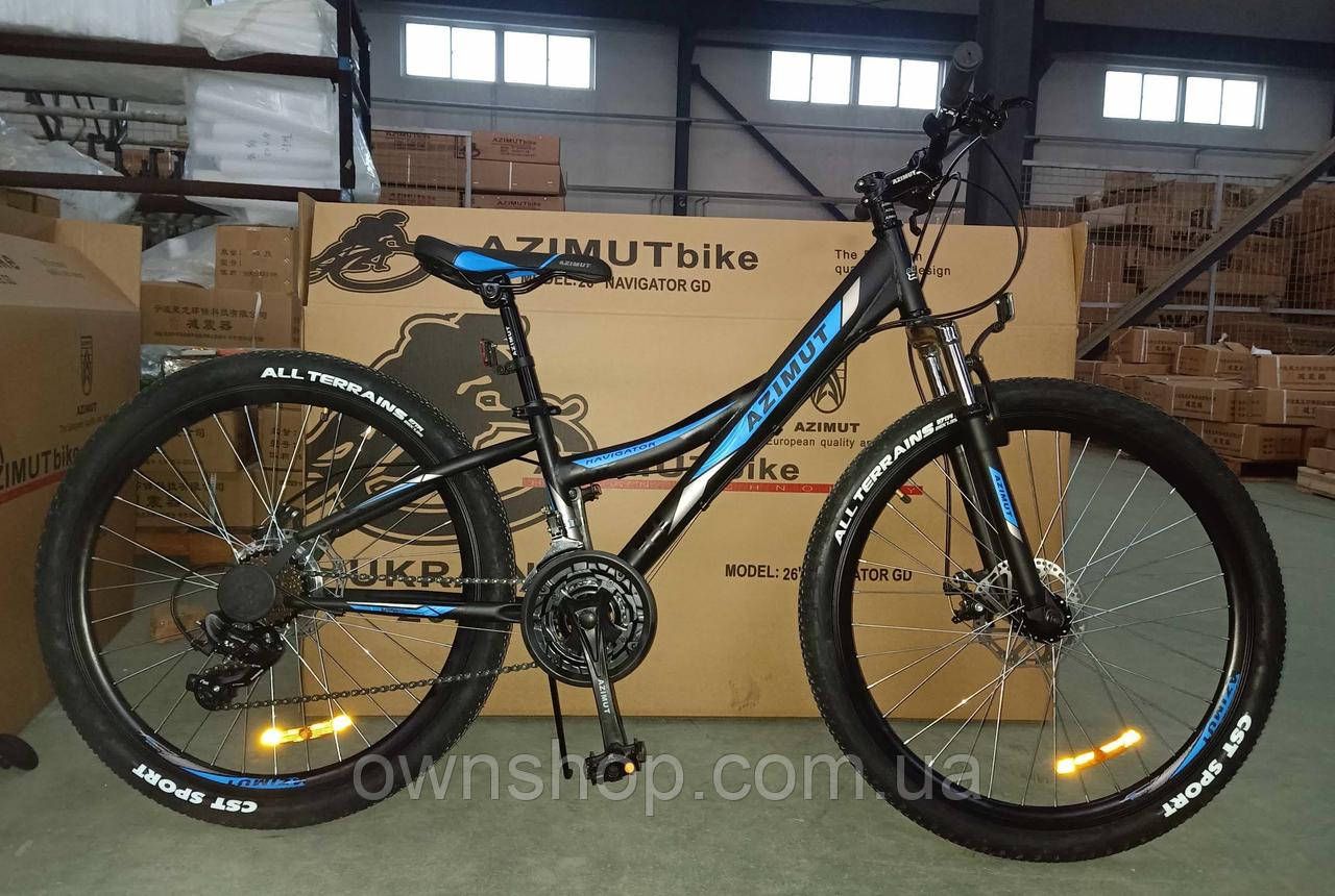 Велосипед гірський Azimut "NAVIGATOR" GFRD 26" чорно-синій, фото 1