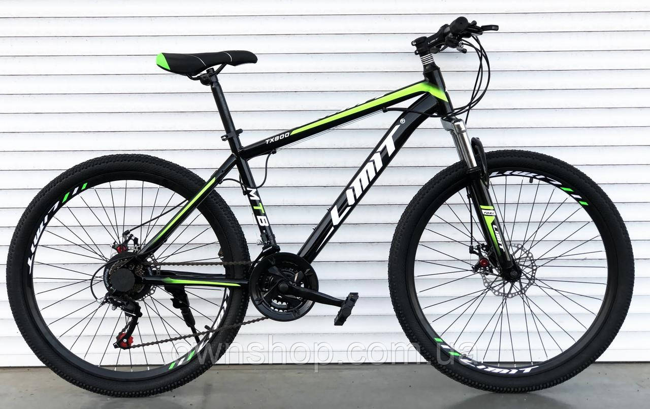 Велосипед гірський TopRider TX800 Limit 26" колеса, рама 17", 21 швидкість, зріст від 140 см Салатовий