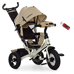 Дитячий велосипед Turbotrike M 3115HA-7L триколісний, USB, колеса надувні, ПУ, світло, бежевий