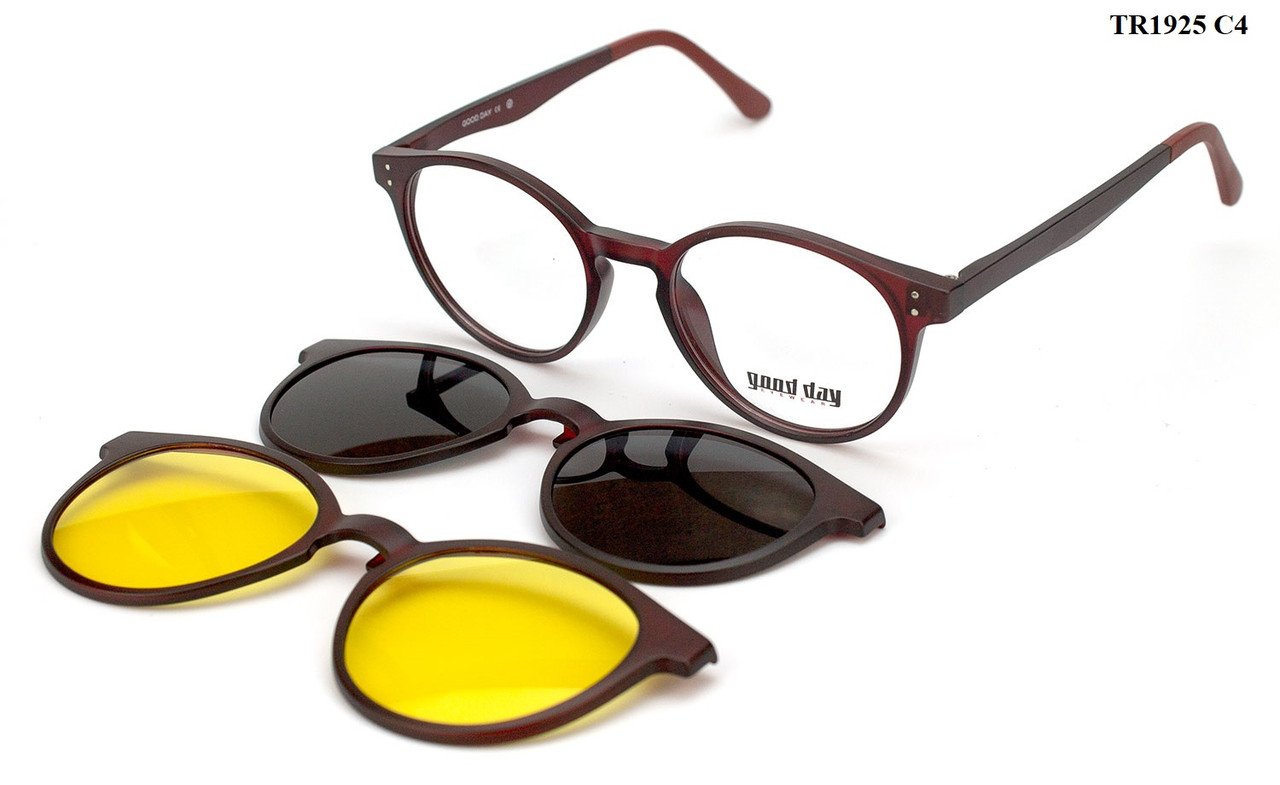 Круглі окуляри з накладками на магнітах для зору