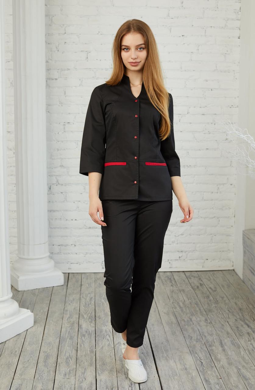Жіночий медичний костюм Камілла чорний - Костюм косметолога - Костюм масажиста