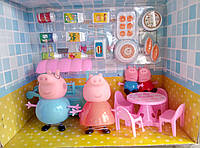 Игровой набор семья Свинки в кафе, 4 фигурки, мебель, аксессуары