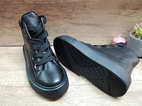 Жіночі високі шкіряні чоботи кеди Bandinelli чорні., фото 3