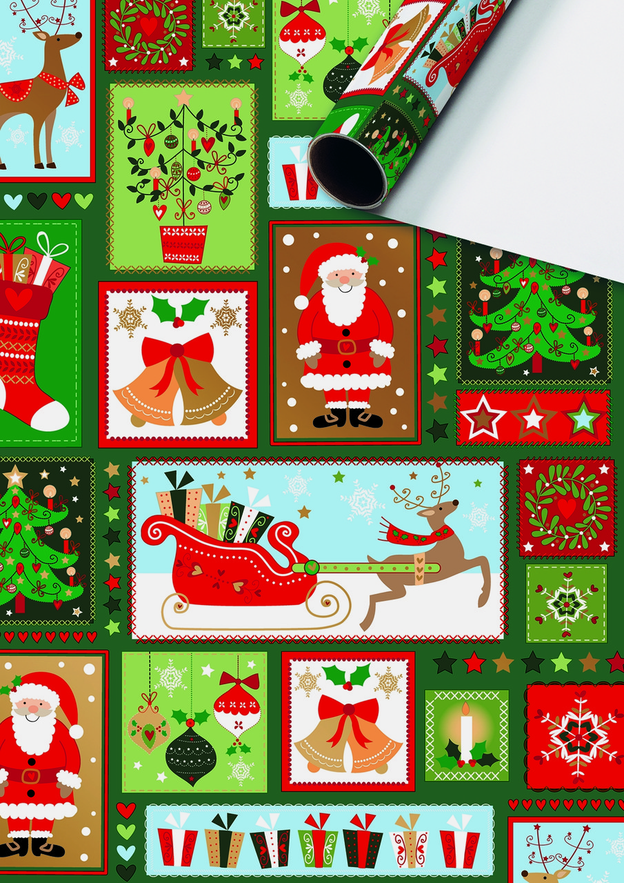 Папір подарункова Stewo 0,7 х 2,0 м Santaclaus green Швейцарія 2528763145