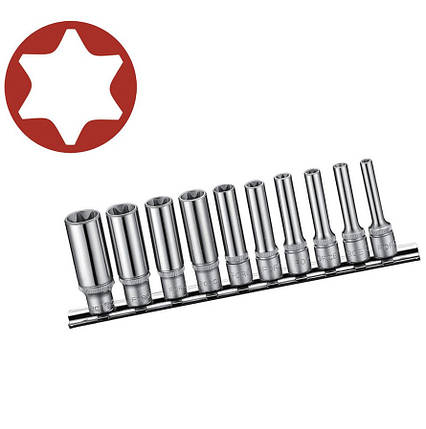 1/4" Набір головок Е-профіль Torx глибоких (E4-E16) 10 пр. 21016D F, фото 1