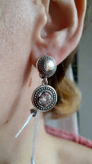 Срібні сережки підвіски круглої форми, фото 1