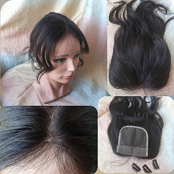 Накладка на макушку, топер моно-система из натуральных волос MONO 14"/2