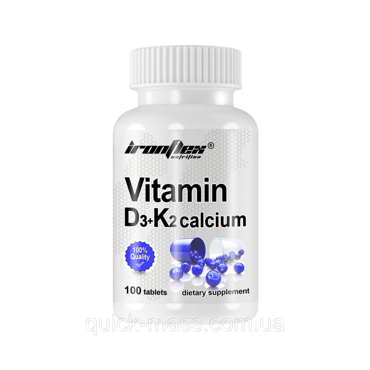 Вітаміни Д3+Кальцій IronFlex Vitamin D3 + K2 Calcium 100tabs