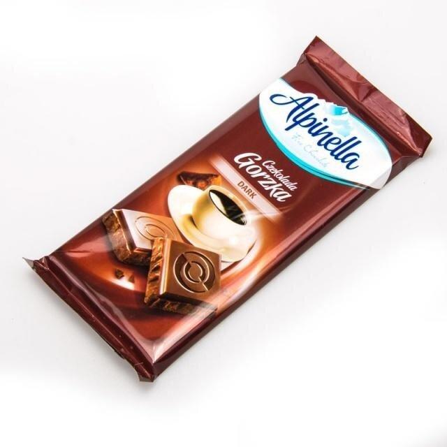 Чорний гіркий шоколад Alpinella Czekolada Gorzka Dark, 90г Польща
