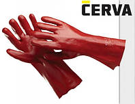 Химические защитные перчатки Cerva REDSTART Перчатки кислотостойкие с ПВХ покрытием длина 27 см