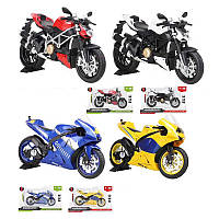 Мотоцикл іграшковий M12-3-4, метал, 17 см, звук, світло, 4 різновиди