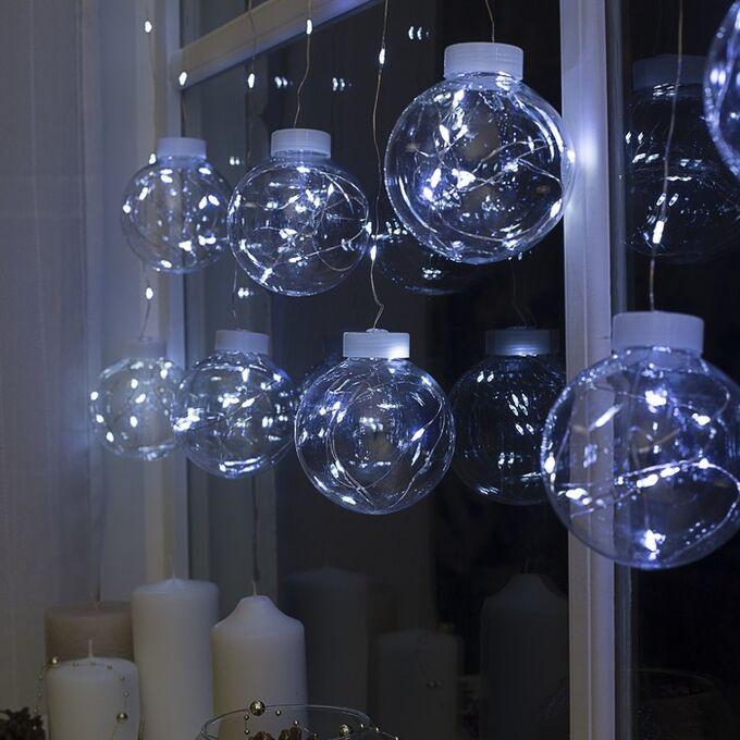 Гірлянда штора 200LED (RD-9016) 10 кульок по 8 см, завширшки 3 m з хвіст. заглушкою, Колір ламп-білий