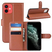 Чехол-книжка Litchie Wallet для Apple iPhone 12 Mini Brown