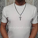 Срібна цепочка з хрестиком. Чоловічий кулон і ланцюг зі срібла 925 55 см, фото 2