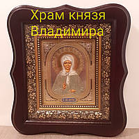 Ікона Матрони святої Блаженної, лик 10х12 см, у темному дерев'яному кіоті