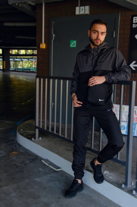 Спортивний костюм Nike чоловічий Найк сірий чорний + Барсетка в Подарунок, фото 2