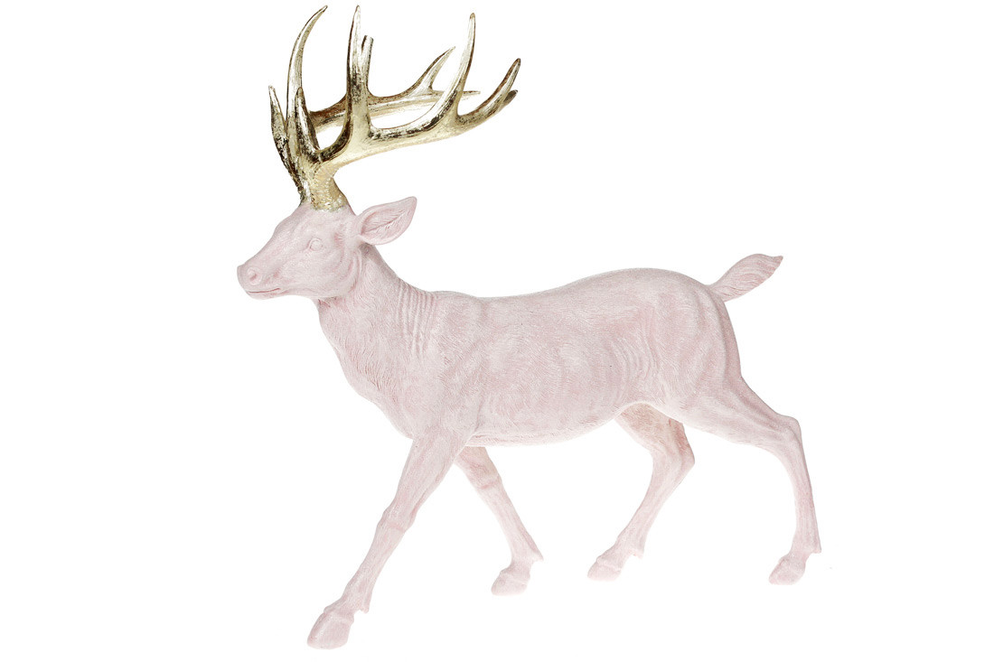 Декоративна статуетка Олень, 39 см, колір — рожевий із шампаню (823-770)