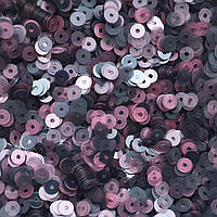 Паєтки Туреччина 4 мм. Кругла плоска. Сірий і рожевий (Градієнт напівпрозорий глянц). Упаковка 5 гр.