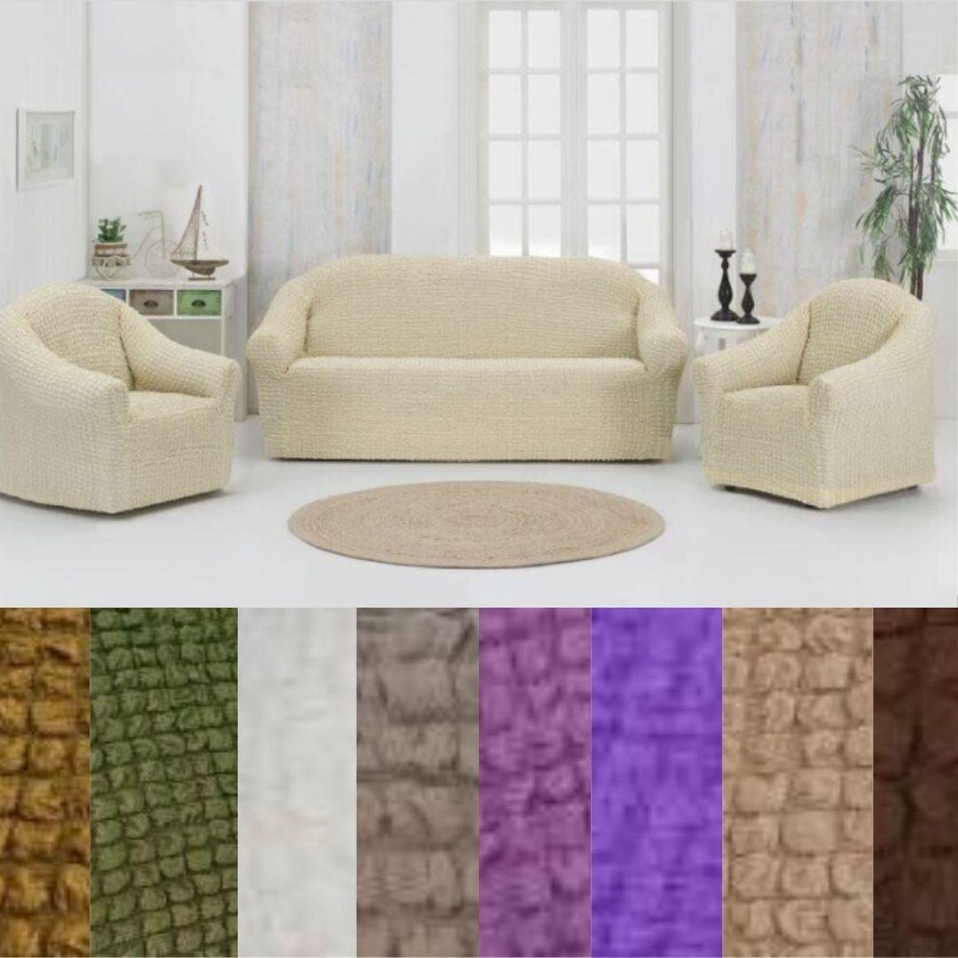 Чохли на крісла та диван накидки, чохли на крісла та диван знімні без оборки жатка Кремовий, фото 1