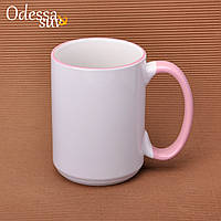 Чашка 425мл (кольоровий обідок і ручка) рожева