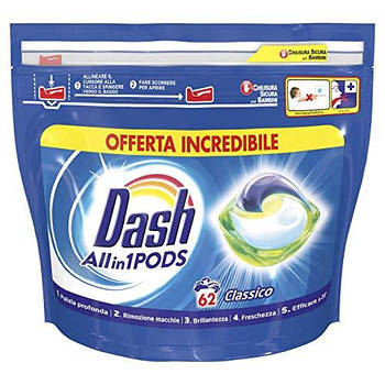 Капсули для прання універсального білизни Dash Classico 3 в 1 62 шт