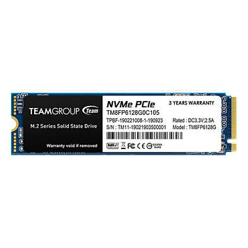 Накопичувач SSD 128GB Team MP33 M. 2 2280 PCIe 3.0 x4 3D TLC (TM8FP6128G0C101)