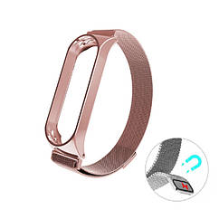 Ремінець для Xiaomi Mi Band 5 / 6 Міланська петля (Milanese Loop) метал з магнітним замком Rose gold