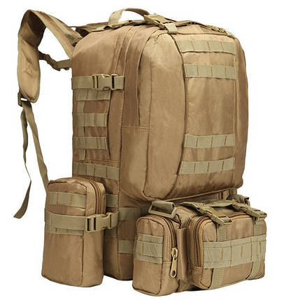 Рюкзак тактичний з підсумкими HLV A08 50 л Beige, фото 1