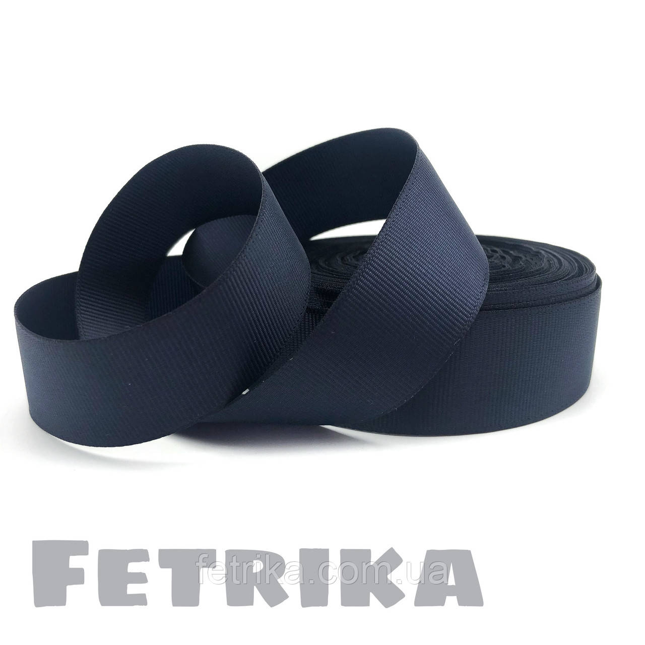 Репсова стрічка чорна 2 см, фото 1