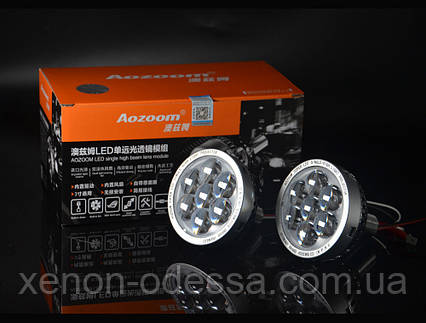 AOZOOM LED прожектори дальнього світла з диявольськими очима/LED High Beam projector lens + Devil Eyes, фото 1